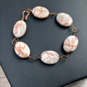Copper and natural red vein marble jasper Bracelet